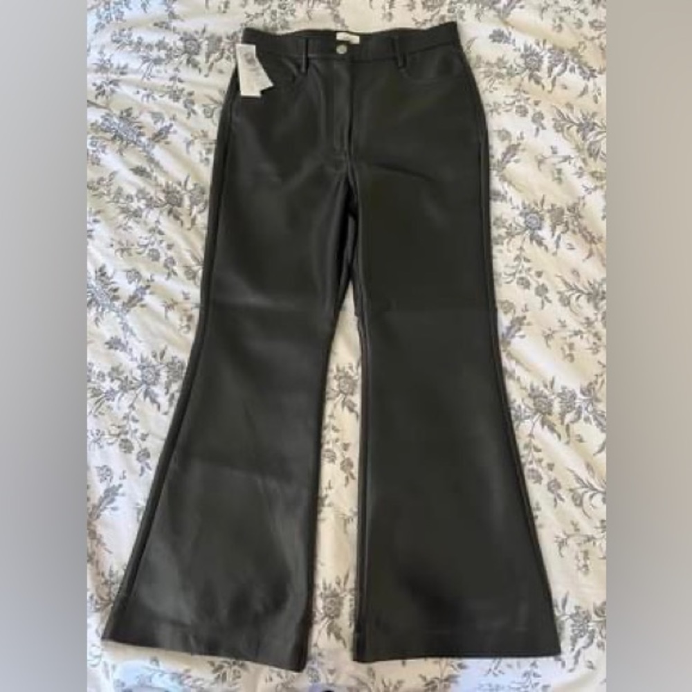 Aritzia Black Leather Flare Pants